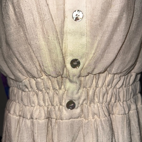 Preloved Sleeveless Cream Button-Front Dress - Picture 3 of 7